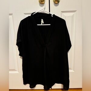 Black Blouse with V-Neck